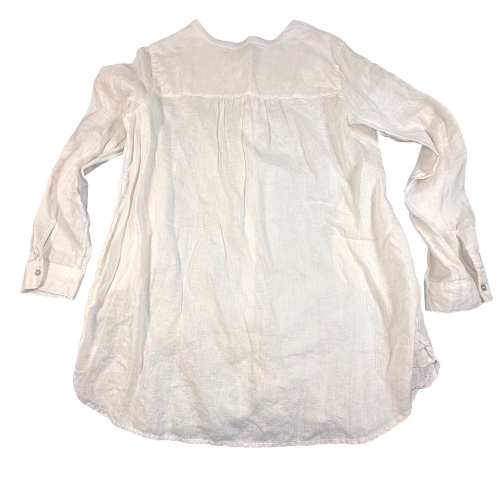 Sigrid Olsen Womens White 100% Linen Long Sleeve Button Down Tunic Top Large - Picture 4 of 6